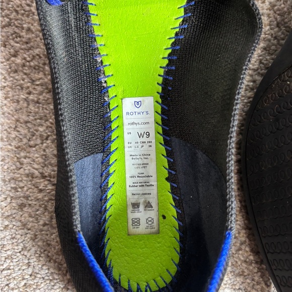 ROTHY'S 'The Point' Black Knit Ballet Flat Size Women's 9 Washable Flats Teacher - Picture 2 of 5